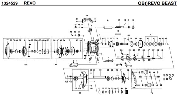 Photo1: [ABU] Genuine Spare Parts for REVO BEAST Product code: 1324529 **Back-order (Shipping in 3-4 weeks after receiving order) (1)