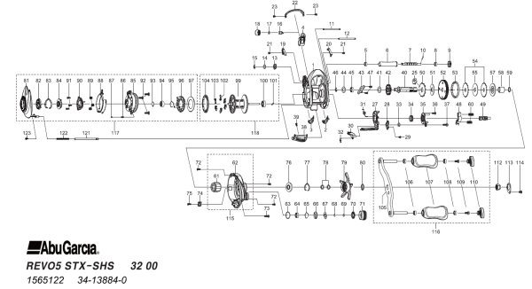 Photo1: [ABU] Genuine Spare Parts for REVO5 STX-SHS Product code:1565122 **Back-order (Shipping in 3-4 weeks after receiving order) (1)