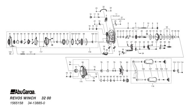 Photo1: [ABU] Genuine Spare Parts for REVO5 WINCH Product code:1565158  **Back-order (Shipping in 3-4 weeks after receiving order) (1)