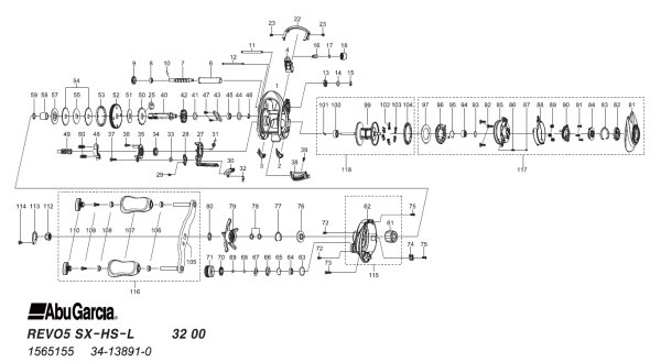 Photo1: [ABU] Genuine Spare Parts for REVO5 SX-HS-L Product code:1565155 **Back-order (Shipping in 3-4 weeks after receiving order) (1)