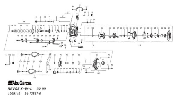 Photo1: [ABU] Genuine Spare Parts for REVO5 X-Winch-L Product code:1565149 **Back-order (Shipping in 3-4 weeks after receiving order) (1)