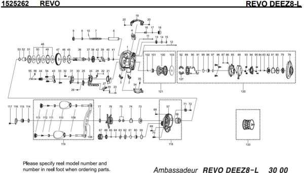 Photo1: [ABU] Genuine Spare Parts for 20 REVO DEEZ8-L Product code: 1525262 **Back-order (Shipping in 3-4 weeks after receiving order) (1)
