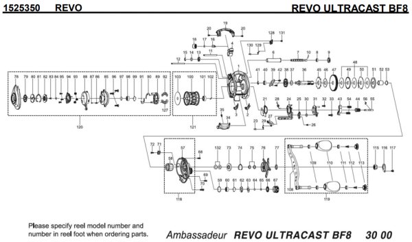 Photo1: [ABU] Genuine Spare Parts for 20 REVO ULTRACAST BF8 Product code: 1525350 **Back-order (Shipping in 3-4 weeks after receiving order) (1)