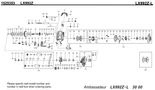 Photo1: [ABU] Genuine Spare Parts for 20 REVO LX992Z-L Product code: 1525353 **Back-order (Shipping in 3-4 weeks after receiving order) (1)