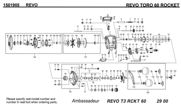 Photo1: [ABU] Genuine Spare Parts for 20 REVO TORO 60 ROCKET Product code:1501905 **Back-order (Shipping in 3-4 weeks after receiving order) (1)
