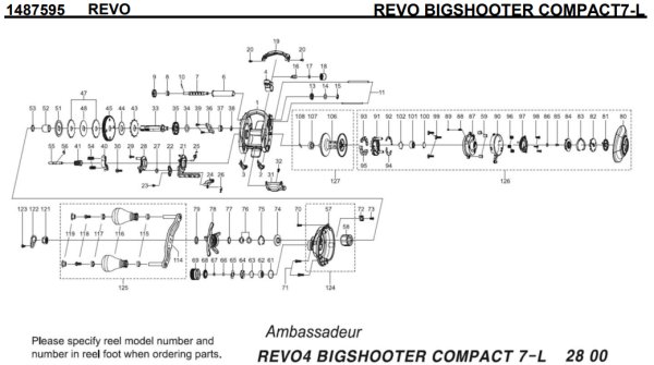 Photo1: [ABU] Genuine Spare Parts for REVO BIGSHOOTER COMPACT7-L Product code:1487595 **Back-order (Shipping in 3-4 weeks after receiving order) (1)