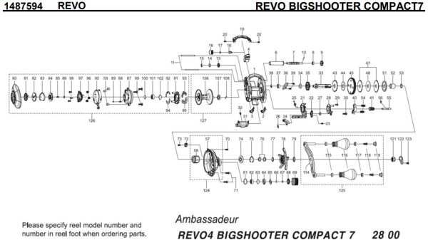 Photo1: [ABU] Genuine Spare Parts for REVO BIGSHOOTER COMPACT7 Product code:1487594 **Back-order (Shipping in 3-4 weeks after receiving order) (1)