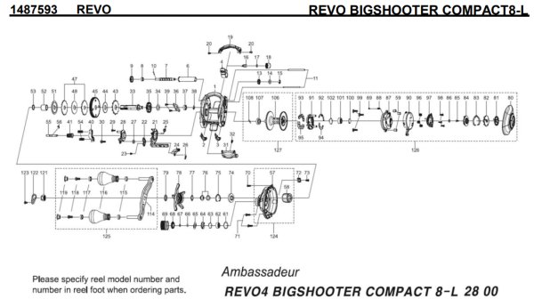 Photo1: [ABU] Genuine Spare Parts for REVO BIGSHOOTER COMPACT8-L Product code:1487593 **Back-order (Shipping in 3-4 weeks after receiving order) (1)