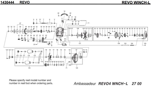 Photo1: [ABU] Genuine Spare Parts for REVO WINCH-L Product code:1430444 **Back-order (Shipping in 3-4 weeks after receiving order) (1)
