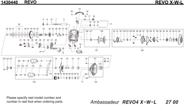 Photo1: [ABU] Genuine Spare Parts for REVO X-W-L Product code:1430440 **Back-order (Shipping in 3-4 weeks after receiving order) (1)
