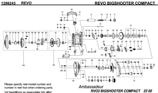 Photo1: [ABU] Genuine Spare Parts for REVO BIGSHOOTER COMPACT Product code:1286243 **Back-order (Shipping in 3-4 weeks after receiving order) (1)