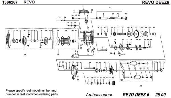 Photo1: [ABU] Genuine Spare Parts for REVO DEEZ6 Product code:1366267 **Back-order (Shipping in 3-4 weeks after receiving order) (1)