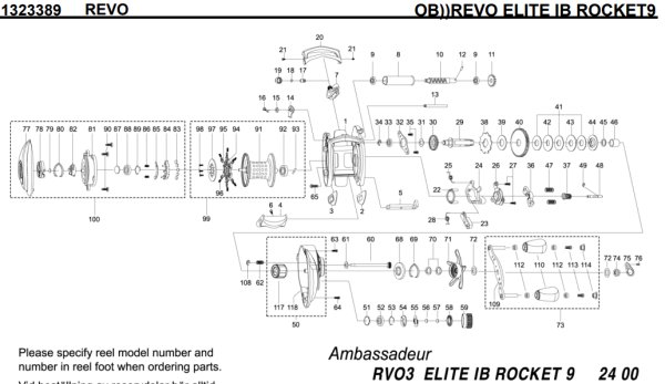 Photo1: [ABU] Genuine Spare Parts for REVO ELITE IB ROCKET9 Product code:1323389 **Back-order (Shipping in 3-4 weeks after receiving order) (1)