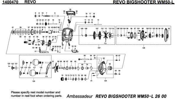 Photo1: [ABU] Genuine Spare Parts for REVO BIGSHOOTER WM50-L Product code:1400470 **Back-order (Shipping in 3-4 weeks after receiving order) (1)
