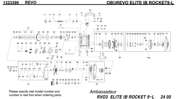 Photo1: [ABU] Genuine Spare Parts for REVO ELITE IB ROCKET9-L Product code:1323390 **Back-order (Shipping in 3-4 weeks after receiving order) (1)
