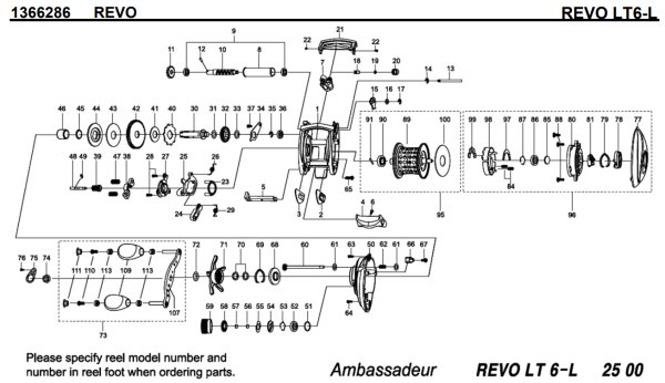 Photo1: [ABU] Genuine Spare Parts for REVO LT6-L Product code:1366286 **Back-order (Shipping in 3-4 weeks after receiving order) (1)