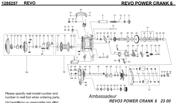 Photo1: [ABU] Genuine Spare Parts for REVO POWER CRANK 6 Product code:1285257**Back-order (Shipping in 3-4 weeks after receiving order) (1)