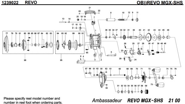 Photo1: [ABU] Genuine Spare Parts for REVO MGX-SHS Product code:1239022 **Back-order (Shipping in 3-4 weeks after receiving order) (1)