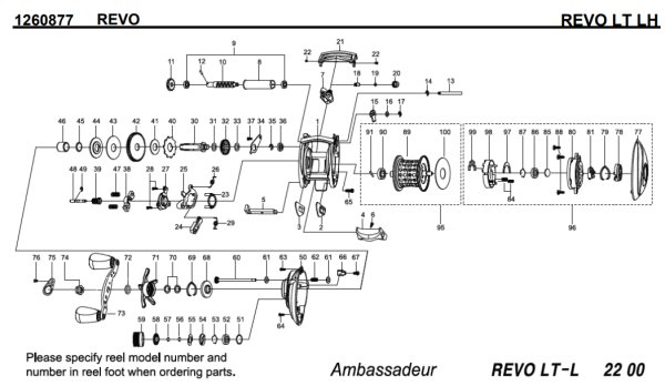 Photo1: [ABU] Genuine Spare Parts for REVO LT LH Product code:1260877 **Back-order (Shipping in 3-4 weeks after receiving order) (1)