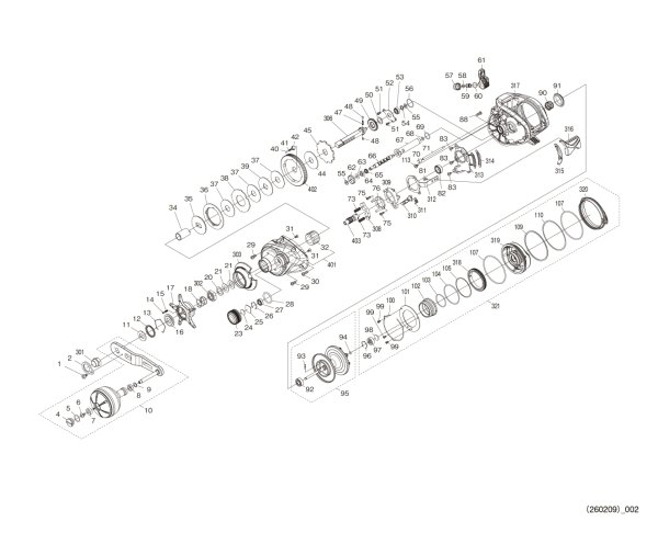 Photo1: [SHIMANO] Genuine Spare Parts for 26 GRAPPLER 301HG LEFT Product code: 049742 **Back-order (Shipping in 3-4 weeks after receiving order) (1)