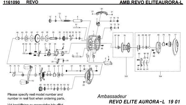 Photo1: [ABU] Genuine Spare Parts for REVO ELITEAURORA-L Product code:1161090 **Back-order (Shipping in 3-4 weeks after receiving order) (1)
