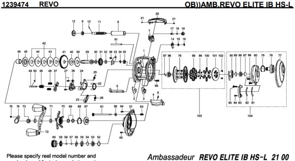 Photo1: [ABU] Genuine Spare Parts for REVO ELITE IB HS-L Product code:1239474 **Back-order (Shipping in 3-4 weeks after receiving order) (1)