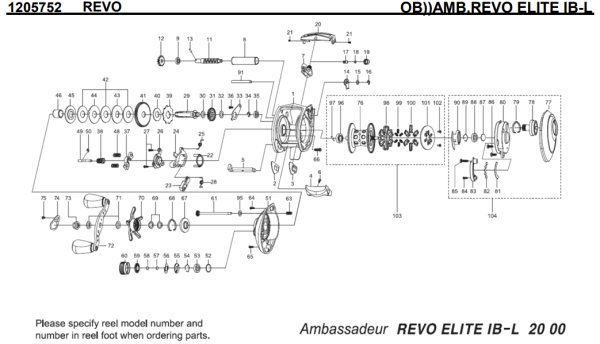 Photo1: [ABU] Genuine Spare Parts for REVO ELITE IB-L Product code:1205752 **Back-order (Shipping in 3-4 weeks after receiving order) (1)