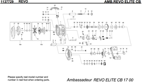 Photo1: [ABU] Genuine Spare Parts for REVO ELITE CB Product code:1137729 **Back-order (Shipping in 3-4 weeks after receiving order) (1)