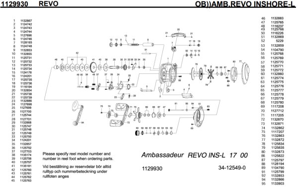 Photo1: [ABU] Genuine Spare Parts for REVO INSHORE-L Product code: 1129930 **Back-order (Shipping in 3-4 weeks after receiving order) (1)