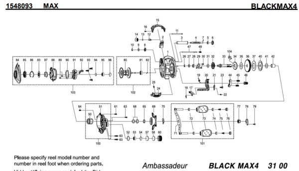 Photo1: [ABU] Genuine Spare Parts for 2021 BLACKMAX4 Product code: 1548093 **Back-order (Shipping in 3-4 weeks after receiving order) (1)