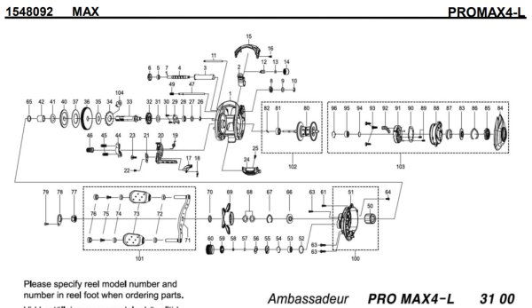Photo1: [ABU] Genuine Spare Parts for 2021 PROMAX4-L Product code: 1548092 **Back-order (Shipping in 3-4 weeks after receiving order) (1)