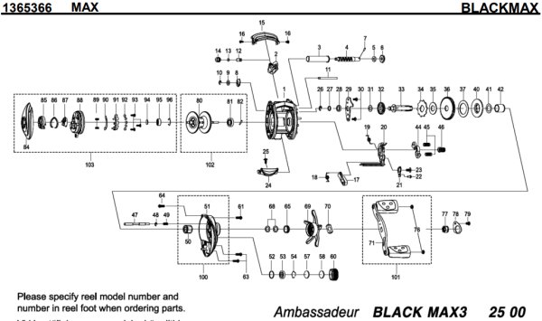 Photo1: [ABU] Genuine Spare Parts for 2016 BLACKMAX3 Product code: 1365366 **Back-order (Shipping in 3-4 weeks after receiving order) (1)