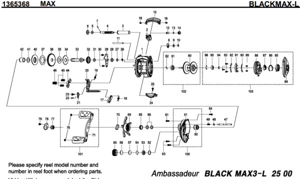 Photo1: [ABU] Genuine Spare Parts for 2016 BLACKMAX3-L Product code: 1365368 **Back-order (Shipping in 3-4 weeks after receiving order) (1)