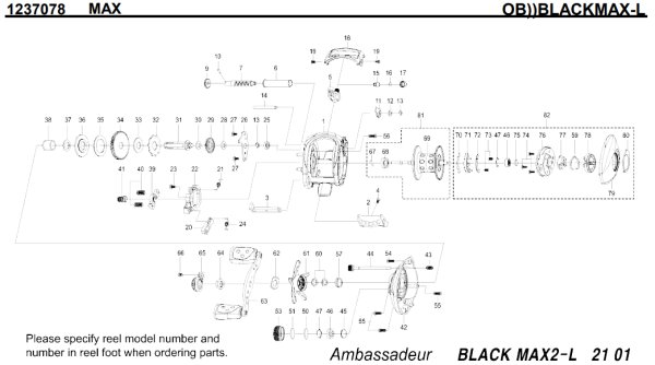 Photo1: [ABU] Genuine Spare Parts for 2012 BLACKMAX2 / SILVERMAX2 / PROMAX2 BLACKMAX2-L Product code: 1237078 **Back-order (Shipping in 3-4 weeks after receiving order) (1)