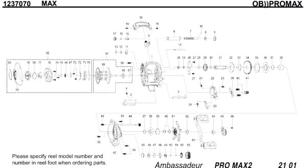 Photo1: [ABU] Genuine Spare Parts for 2012 BLACKMAX2 / SILVERMAX2 / PROMAX2 PROMAX2 Product code: 1237070 **Back-order (Shipping in 3-4 weeks after receiving order) (1)