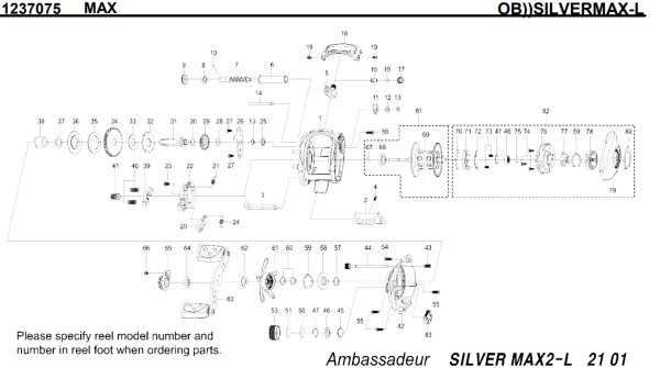 Photo1: [ABU] Genuine Spare Parts for 2012 BLACKMAX2 / SILVERMAX2 / PROMAX2 SILVERMAX2-L Product code: 1237075 **Back-order (Shipping in 3-4 weeks after receiving order) (1)