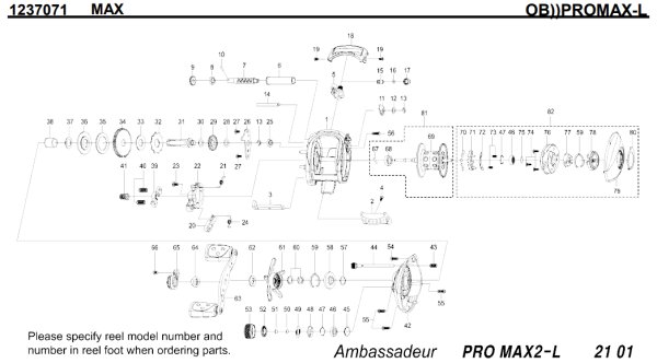 Photo1: [ABU] Genuine Spare Parts for 2012 BLACKMAX2 / SILVERMAX2 / PROMAX2 PROMAX2-L Product code: 1237071 **Back-order (Shipping in 3-4 weeks after receiving order) (1)
