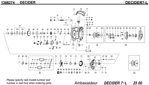 Photo1: [ABU] Genuine Spare Parts for DECIDER 7-L Product code: 1366274 **Back-order (Shipping in 3-4 weeks after receiving order) (1)