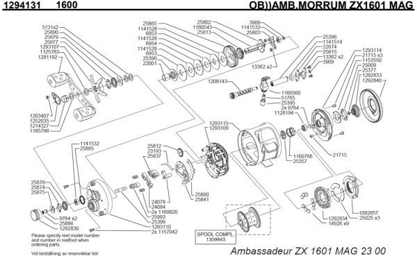 Photo1: [ABU] Genuine Spare Parts for MORRUM ZX 1601 MAG Product code: 1294131 **Back-order (Shipping in 3-4 weeks after receiving order) (1)