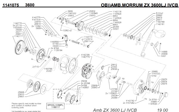 Photo1: [ABU] Genuine Spare Parts for MORRUM ZX 3600LJ IVCB Product code: 1141075 **Back-order (Shipping in 3-4 weeks after receiving order) (1)