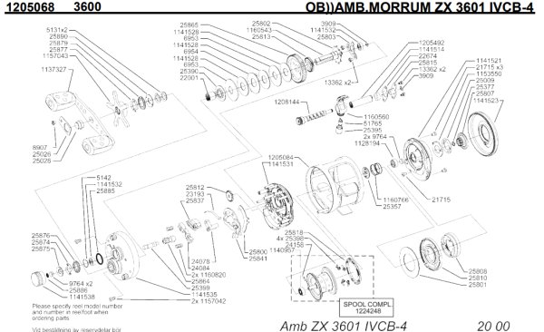Photo1: [ABU] Genuine Spare Parts for MORRUM ZX 3601 IVCB-4 Product code: 1205068 **Back-order (Shipping in 3-4 weeks after receiving order) (1)