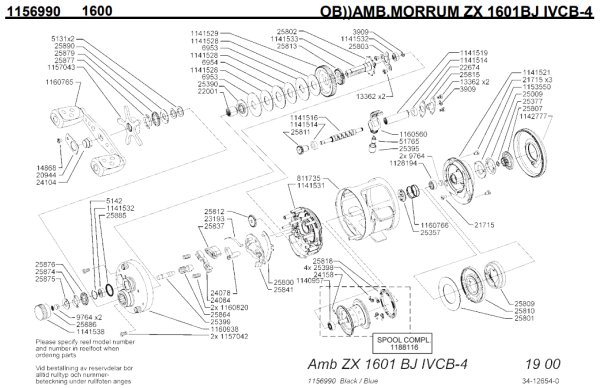 Photo1: [ABU] Genuine Spare Parts for MORRUM ZX 1601BJ IVCB-4 Product code: 1156990 **Back-order (Shipping in 3-4 weeks after receiving order) (1)