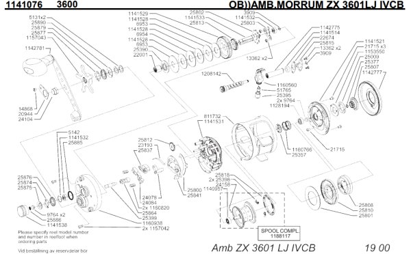 Photo1: [ABU] Genuine Spare Parts for MORRUM ZX 3601LJ IVCB Product code: 1141076 **Back-order (Shipping in 3-4 weeks after receiving order) (1)