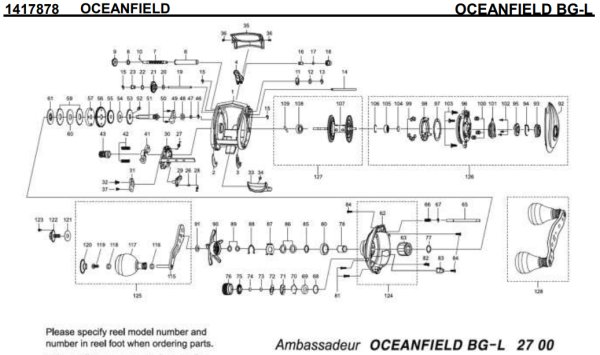 Photo1: [ABU] Genuine Spare Parts for 17 OCEANFIELD BG-L Product code: 1417878 **Back-order (Shipping in 3-4 weeks after receiving order) (1)