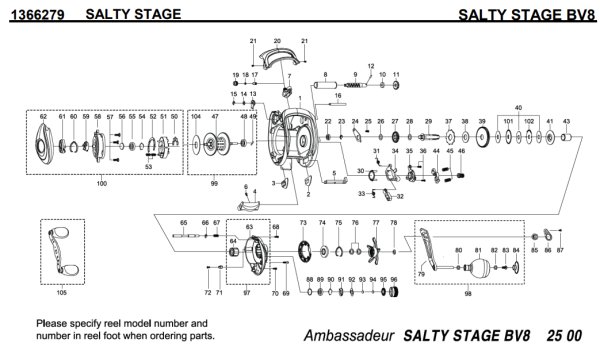 Photo1: [ABU] Genuine Spare Parts for SALTY STAGE BV8 Product code: 1366279 **Back-order (Shipping in 3-4 weeks after receiving order) (1)