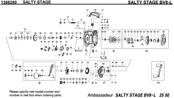 Photo1: [ABU] Genuine Spare Parts for SALTY STAGE BV8-L Product code: 1366280 **Back-order (Shipping in 3-4 weeks after receiving order) (1)