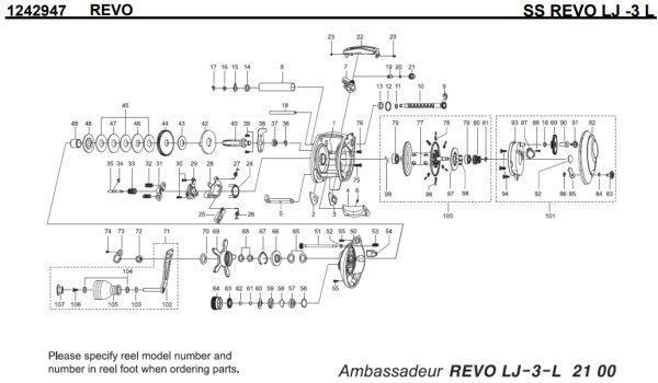 Photo1: [ABU] Genuine Spare Parts for SALTY STAGE REVO LJ-3-L Product code: 1242947 **Back-order (Shipping in 3-4 weeks after receiving order) (1)