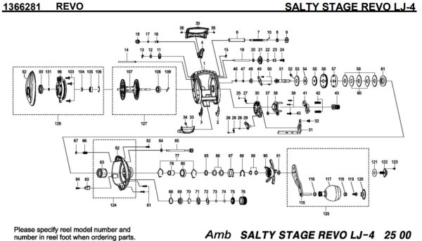 Photo1: [ABU] Genuine Spare Parts for SALTY STAGE REVO LJ-4 Product code: 1366281 **Back-order (Shipping in 3-4 weeks after receiving order) (1)