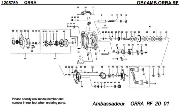 Photo1: [ABU] Genuine Spare Parts for SALTY STAGE ORRA RF Product code:1205759 **Back-order (Shipping in 3-4 weeks after receiving order) (1)