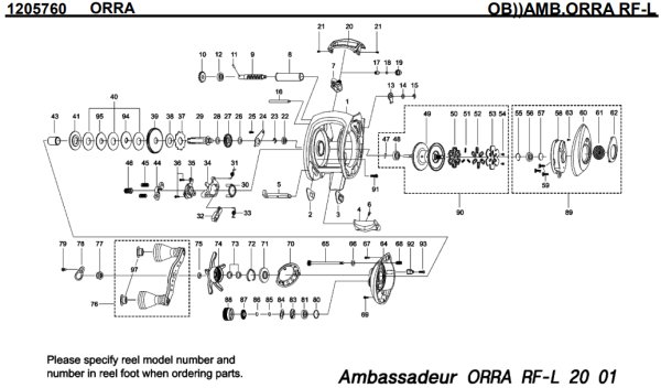 Photo1: [ABU] Genuine Spare Parts for SALTY STAGE ORRA RF-L Product code:1205760 **Back-order (Shipping in 3-4 weeks after receiving order) (1)